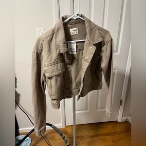 NWT Cropped khaki denim jacket